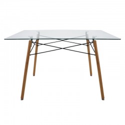 Mesa Oslo cristal rectangular nogal